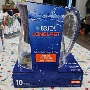 Brita Longlast Clear and Blue Water Pitcher